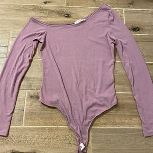 off the shoulder Blue Blush light purple bodysuit!